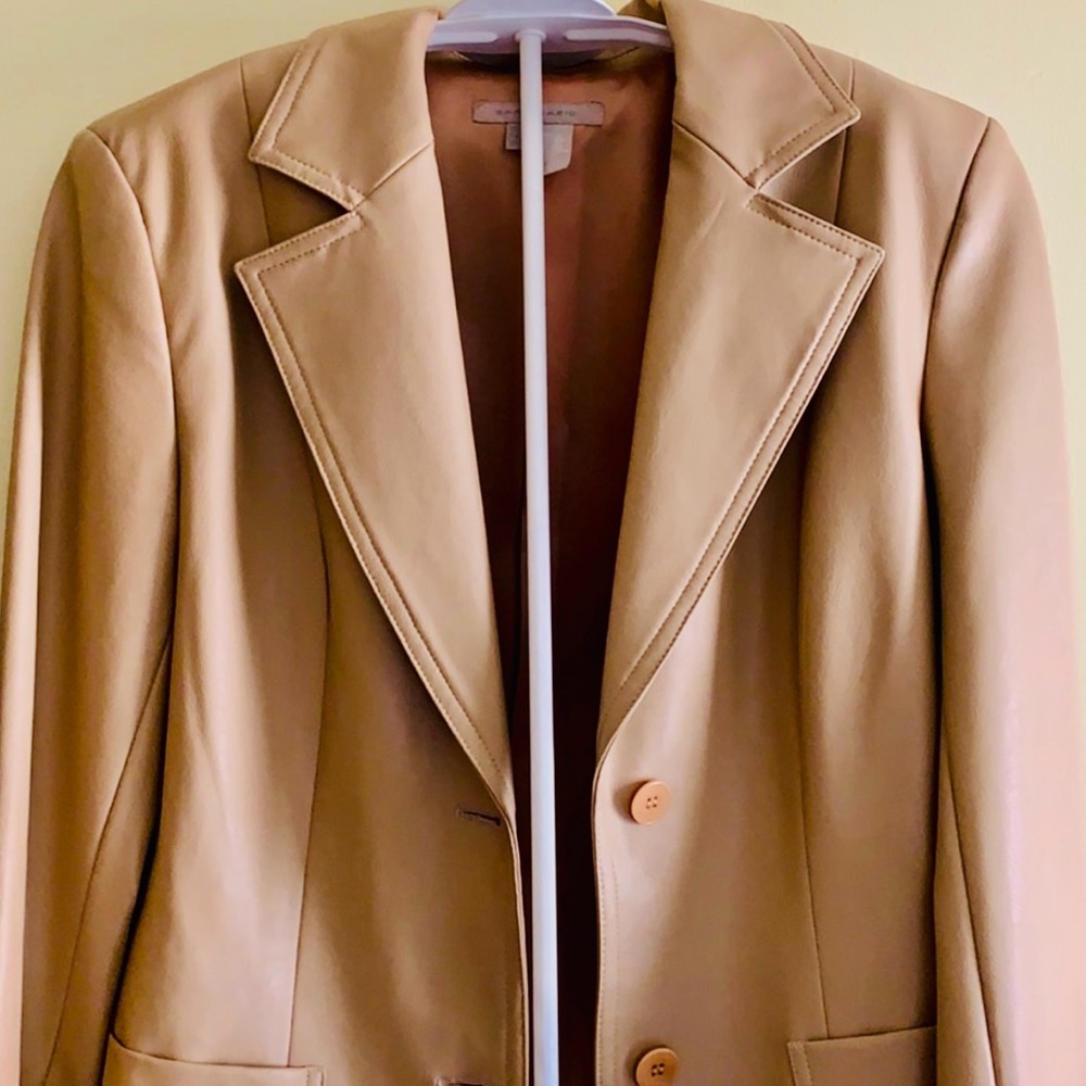 Zara Basic Light Cream Faux Leather Jacket - image 4